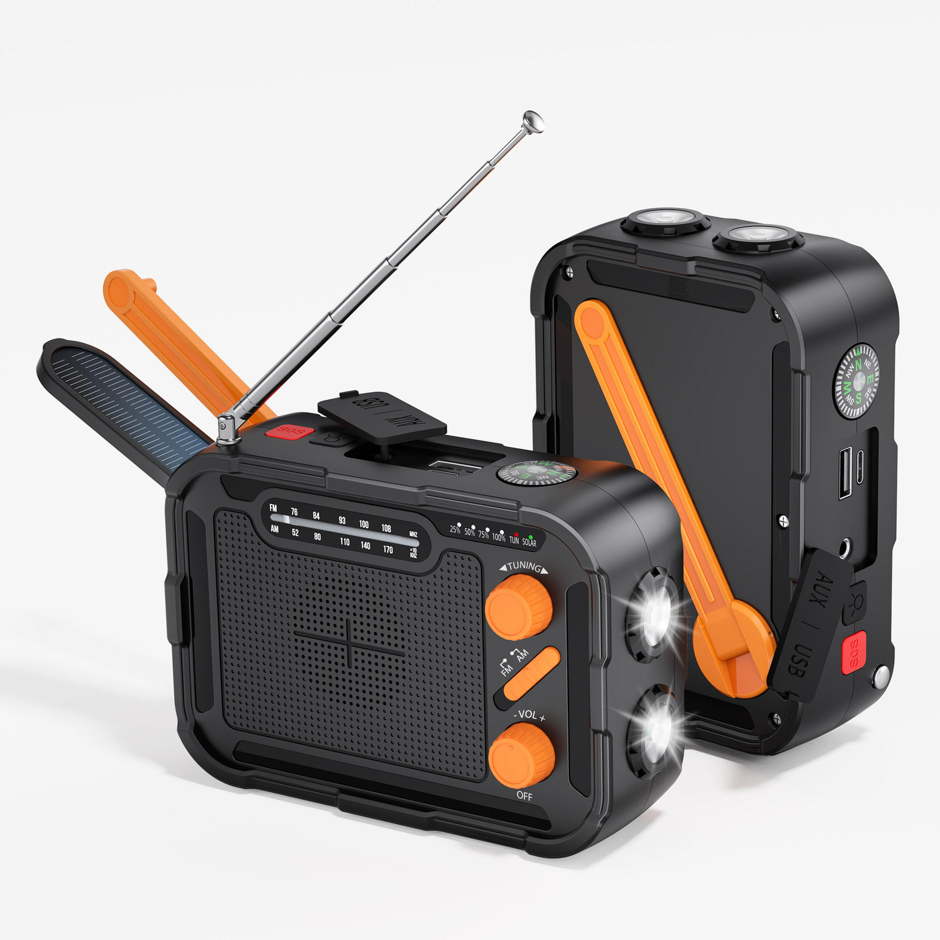 Emergency Radio Solar - Hand-cranked Power Generation Radio Emergency Disaster