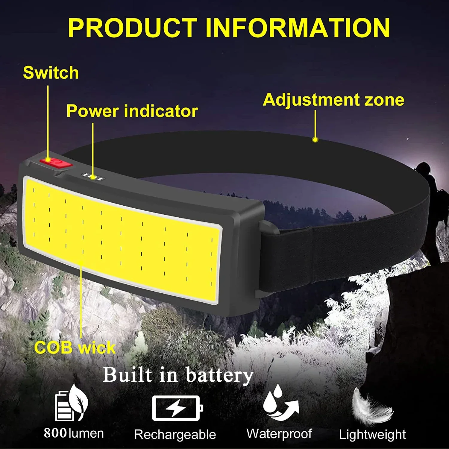 Powerful COB LED Headlamp Type – Headlamp Waterproof Rechargeable recenzja i cena