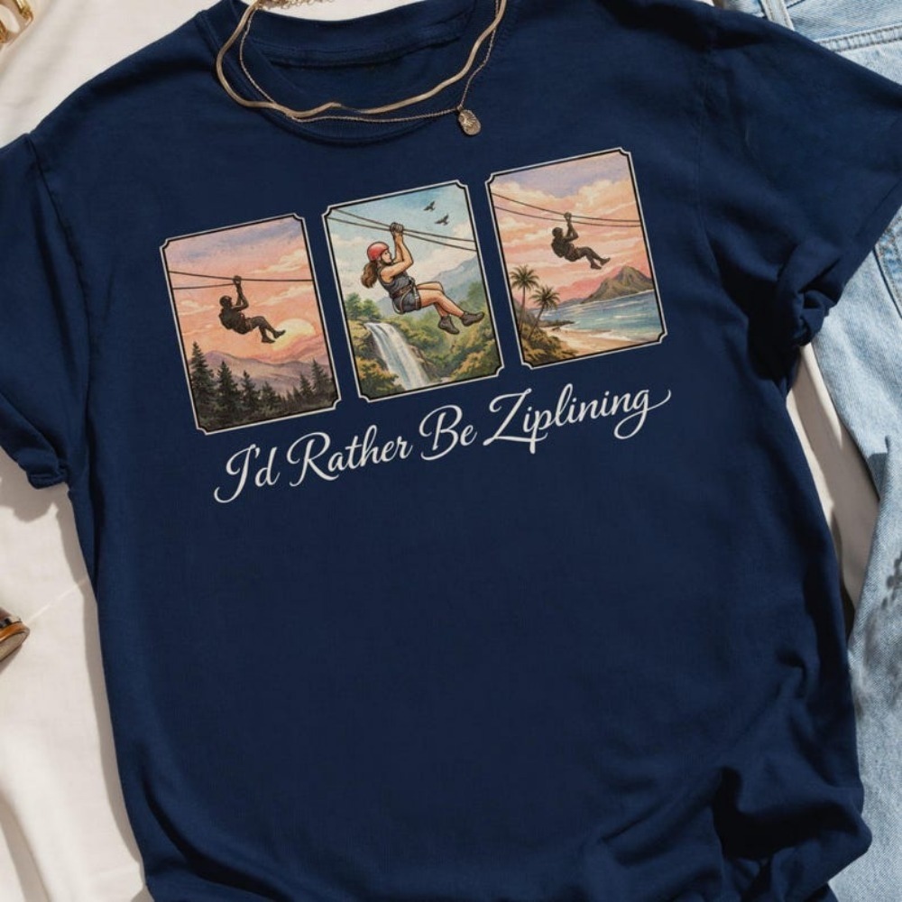 I'd Rather Be Ziplining T-Shir – Outdoor Adventure Zipline recenzja i cena