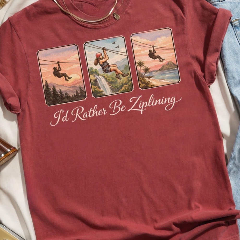 I'd Rather Be Ziplining T-Shir – Outdoor Adventure Zipline recenzja i cena