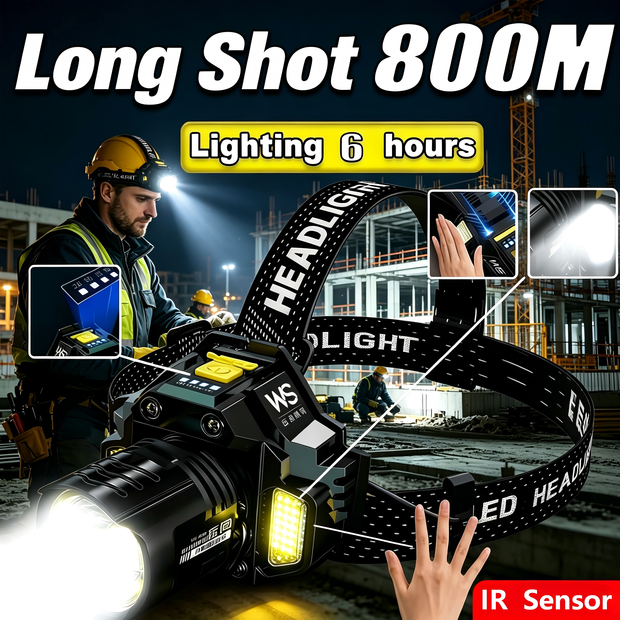 Industrial Work Headlamp, Tele – Headlamp Waterproof Rechargeable recenzja i cena